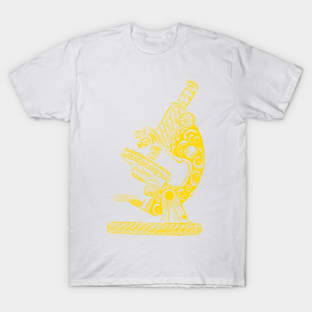 Scientific Microscope Line Drawing (Sunshine Yellow) T-Shirt by littlecurlew